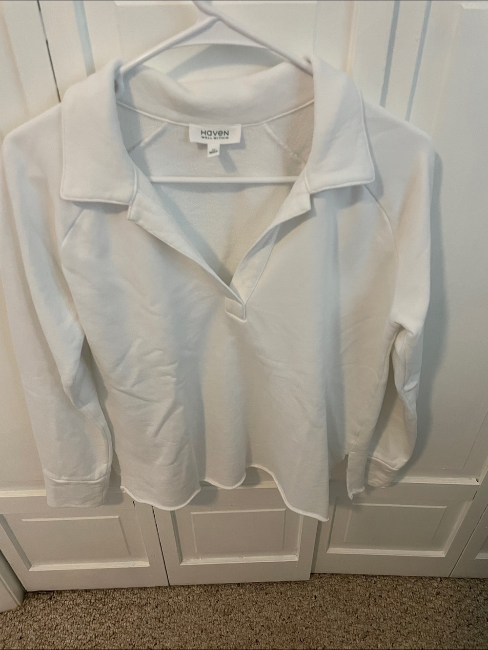 Haven White Long-Sleeve Polo Pullover
